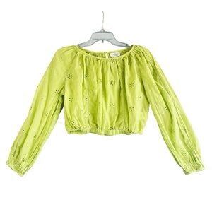 VELVET Eyelet Women's Yara Cotton Blouse Green Feminine Boho Vibes Size Small
